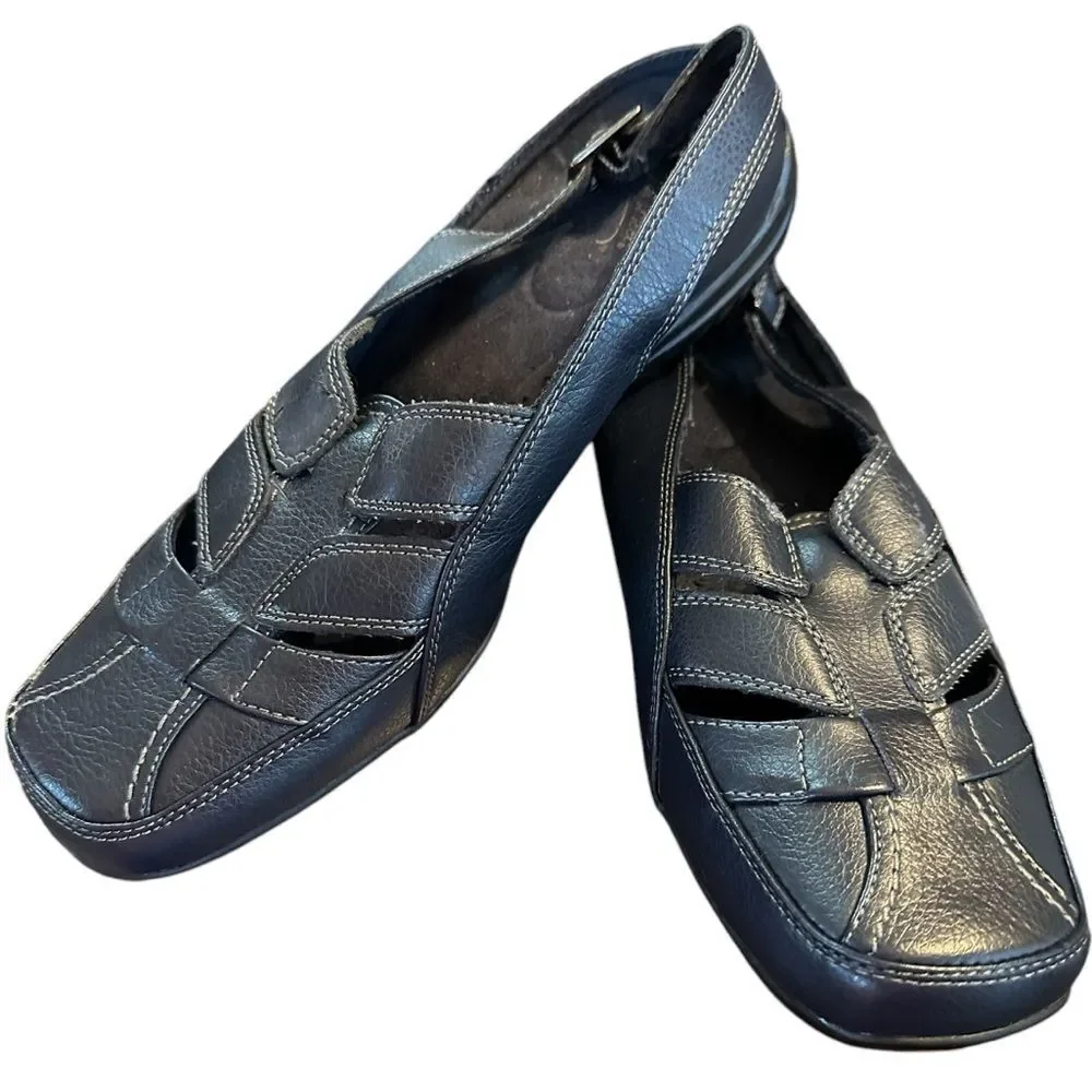 EASY STREET COMFORT WAVE FISHERMAN SLING BACK SANDAL. NAVY. SIZE 10WW